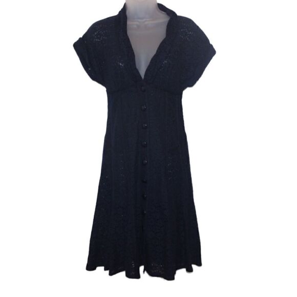 Nanette Leopore Blue Eyelet Short Sleeve Dress Women Size 2 - Picture 1 of 11